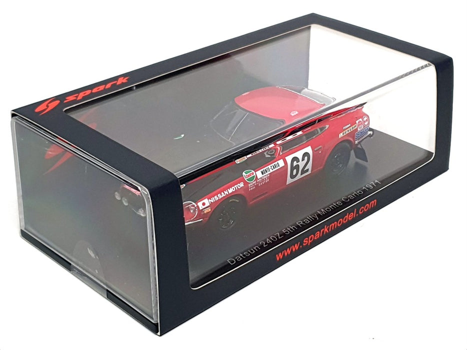 Spark 1/43 Scale S6283 - Datsun 240Z #62 5th Rally Monte