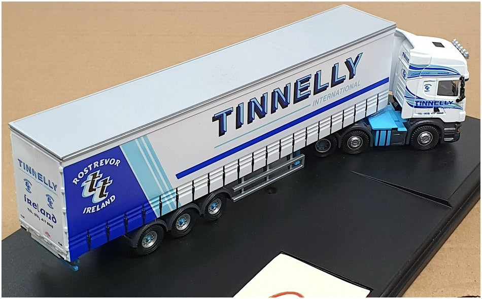 Oxford Diecast 1/76 Scale SCA03CS - Scania Truck & Trailer "Tinnelly" White/Blue