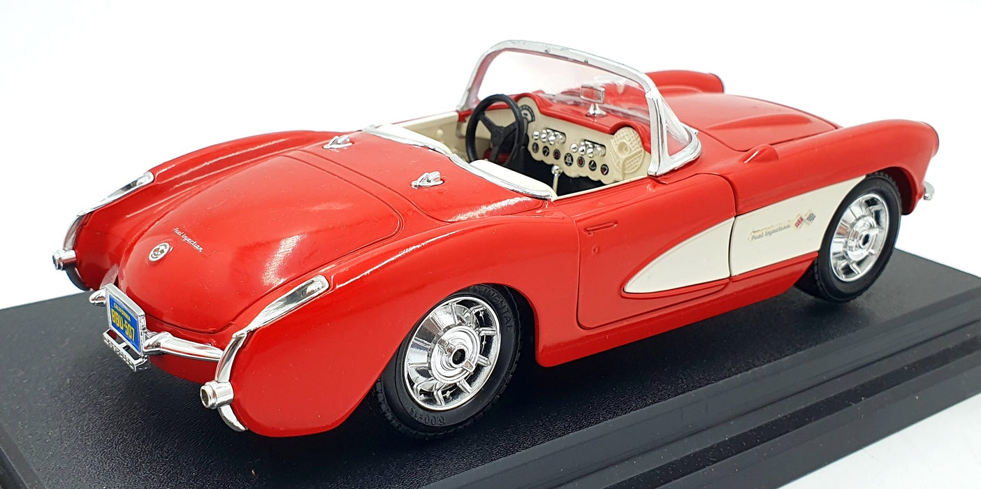Burago 1/24 Scale Diecast 0524 - 1957 Chevrolet Corvette - Red/White