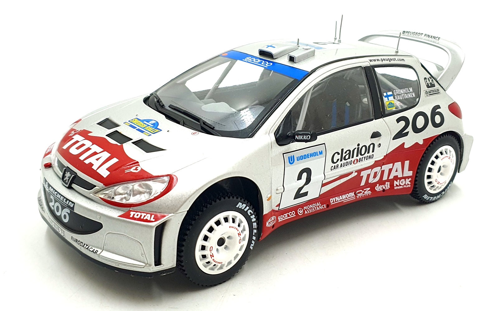 Altaya 1/18 Scale Diecast 26526A - Peugeot 206 WRC #2 sweden 2002 Gronholm