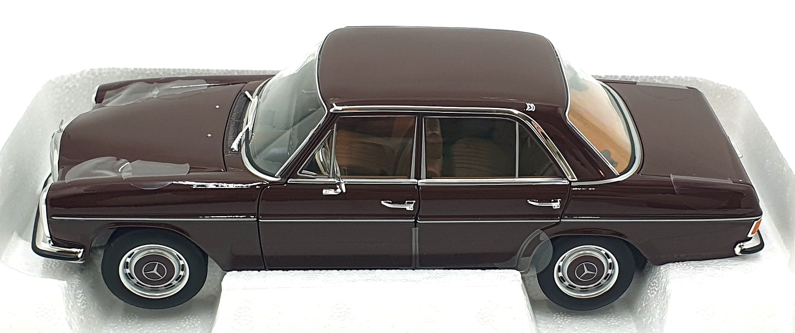 Norev 1/18 Scale Diecast 185443 - 1968 Mercedes Benz 200 - Red/Brown
