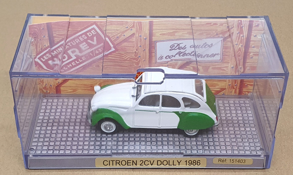 Norev 1/43 Scale Diecast 151403 - 1986 Citroen 2cv Dolly - White/Green