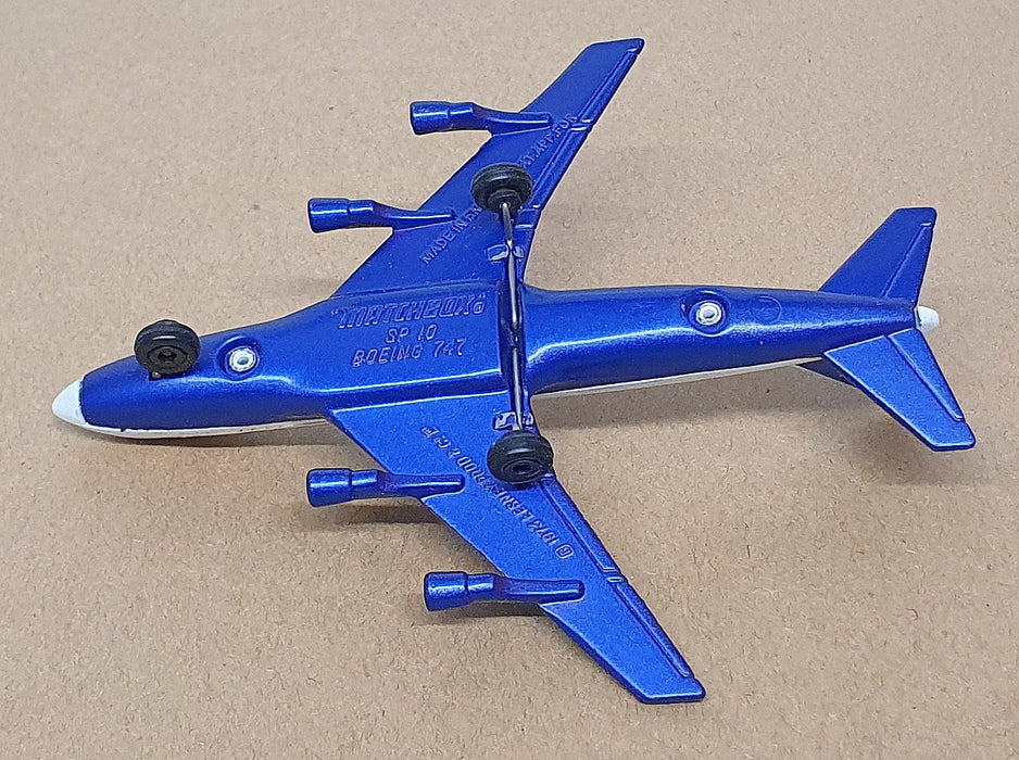 Matchbox 11cm Long Diecast SP-10 - Boeing 747 Aircraft BOAC - White/Blue