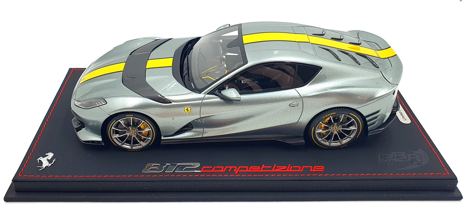 BBR 1/18 Scale P18207A - Ferrari 812 Competizione 2021 - Grigio Coburn/Yellow
