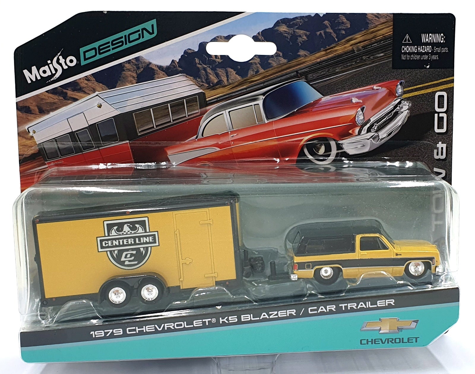 Maisto 1/64 Scale Diecast 15368 1979 Chevrolet K5 Blazer/Car Trailer