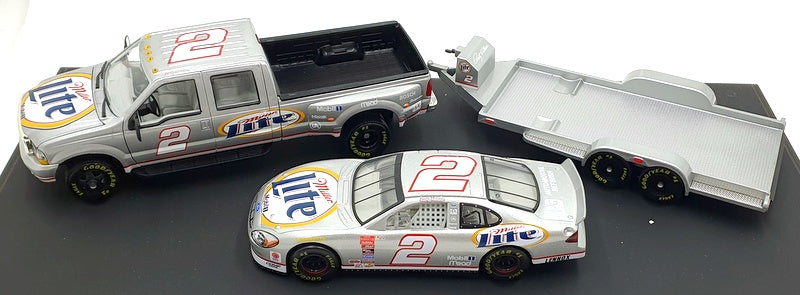 Action 1/24 Scale 400645 Miller Lite Ford #2 Crew Cab NASCAR And Trailer