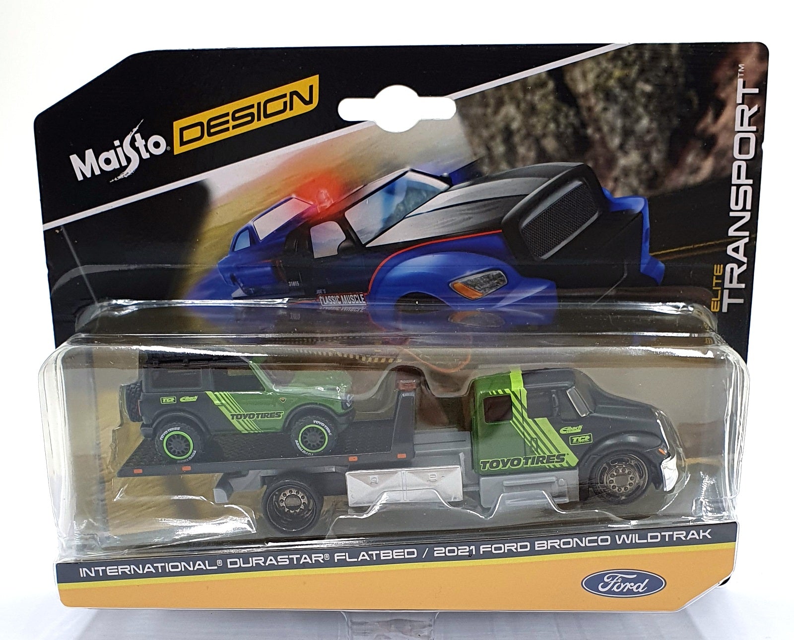 Maisto 1/64 Scale Diecast 15055 Durastar Flatbed/ 2021 Ford Bronco Wildtrak