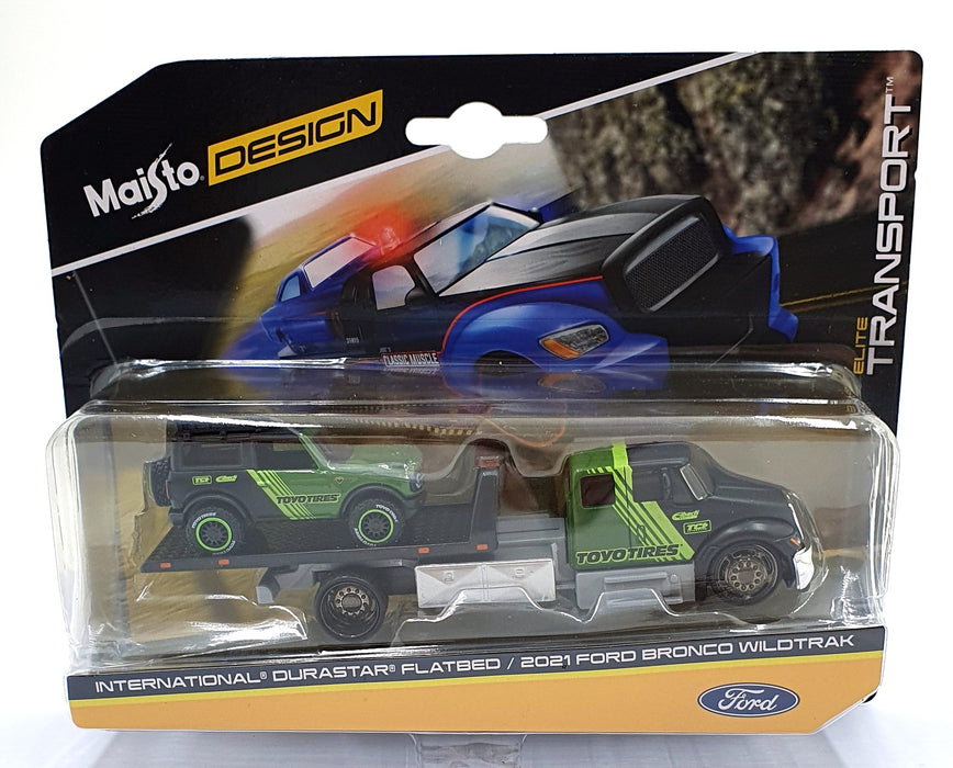 Maisto 1/64 Scale Diecast 15055 Durastar Flatbed/ 2021 Ford Bronco Wildtrak