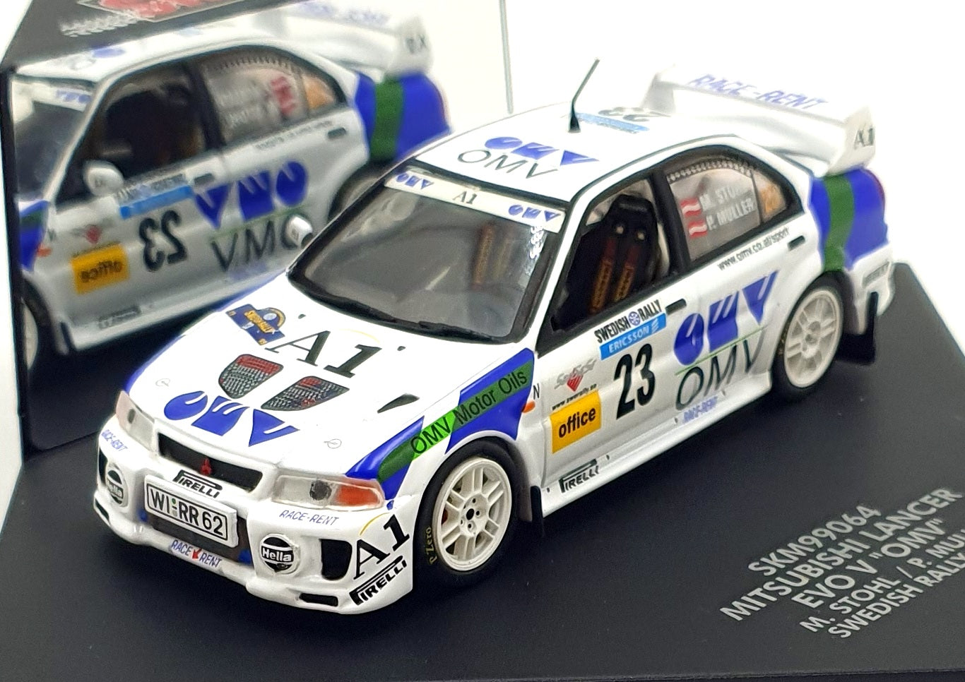 Skid 1/43 Scale SKM99064 - Mitsubishi Lancer EVO. V "OMV" #23 Swedish Rally 1999