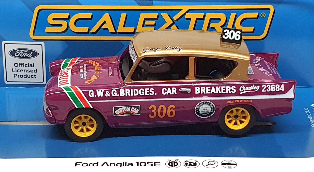 Scalextric 1/32 Scale Slot Car C4584 - Ford Anglia 105E #306 George Polley