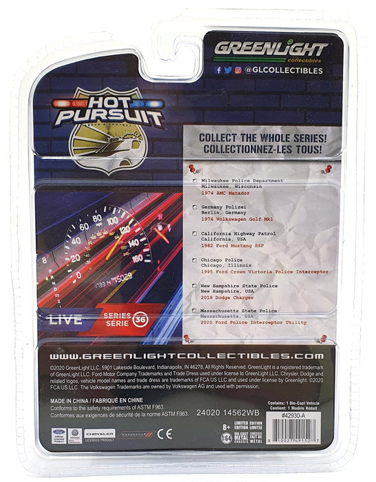 Greenlight 1/64 Scale 42930-A - 1974 AMC Matador Milwaukee Police Department