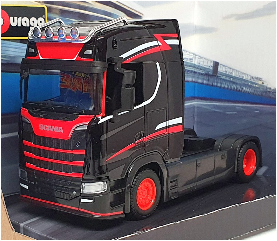 Burago 1/43 Scale Haulers Custom Cabs 18-32207 - Scania Truck - Black/Red