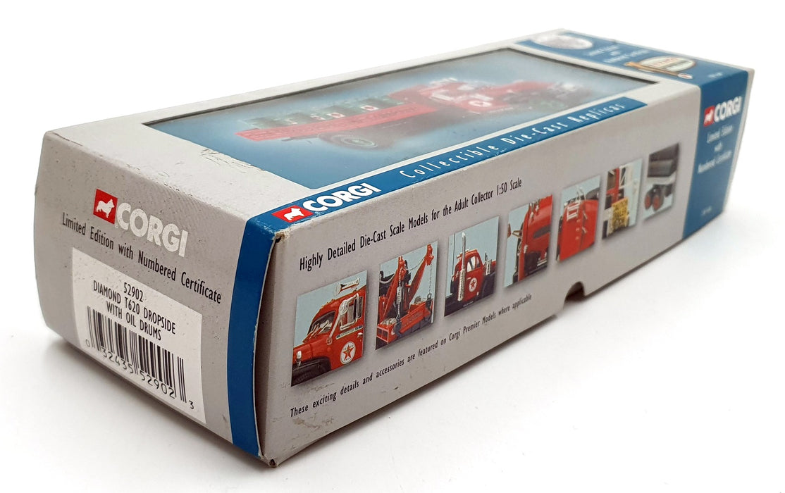 Corgi 1/50 Scale Diecast 52902 - Diamond T620 Dropside Truck With Oil Drums Red