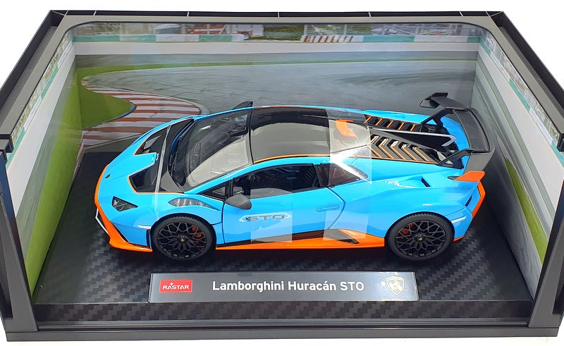 Rastar 1/18 Scale Diecast 63800 - Lamborghini Huracan STO - Blue/Orange