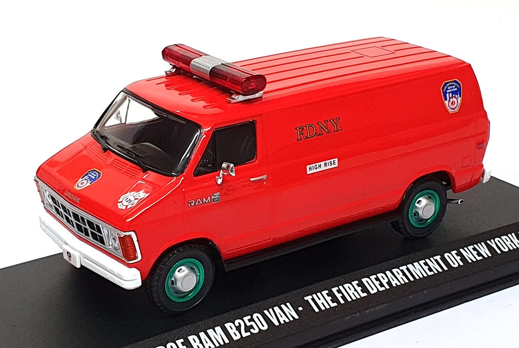 Greenlight 1/43 Scale 86578 - 1983 Dodge RAM B250 Van F.D.N.Y. - Red CHASE