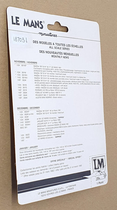 LM Le Mans Miniatures 1/87 Scale Kit 187031 - Dodge Viper GTS Coupe - Blue