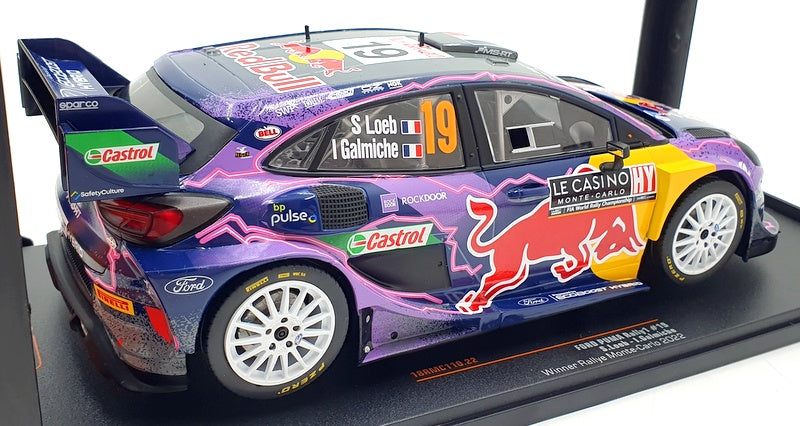 IXO Models 1/18 Scale 18RMC110 - Ford Puma Rally1 #19 Monte Carlo 2022