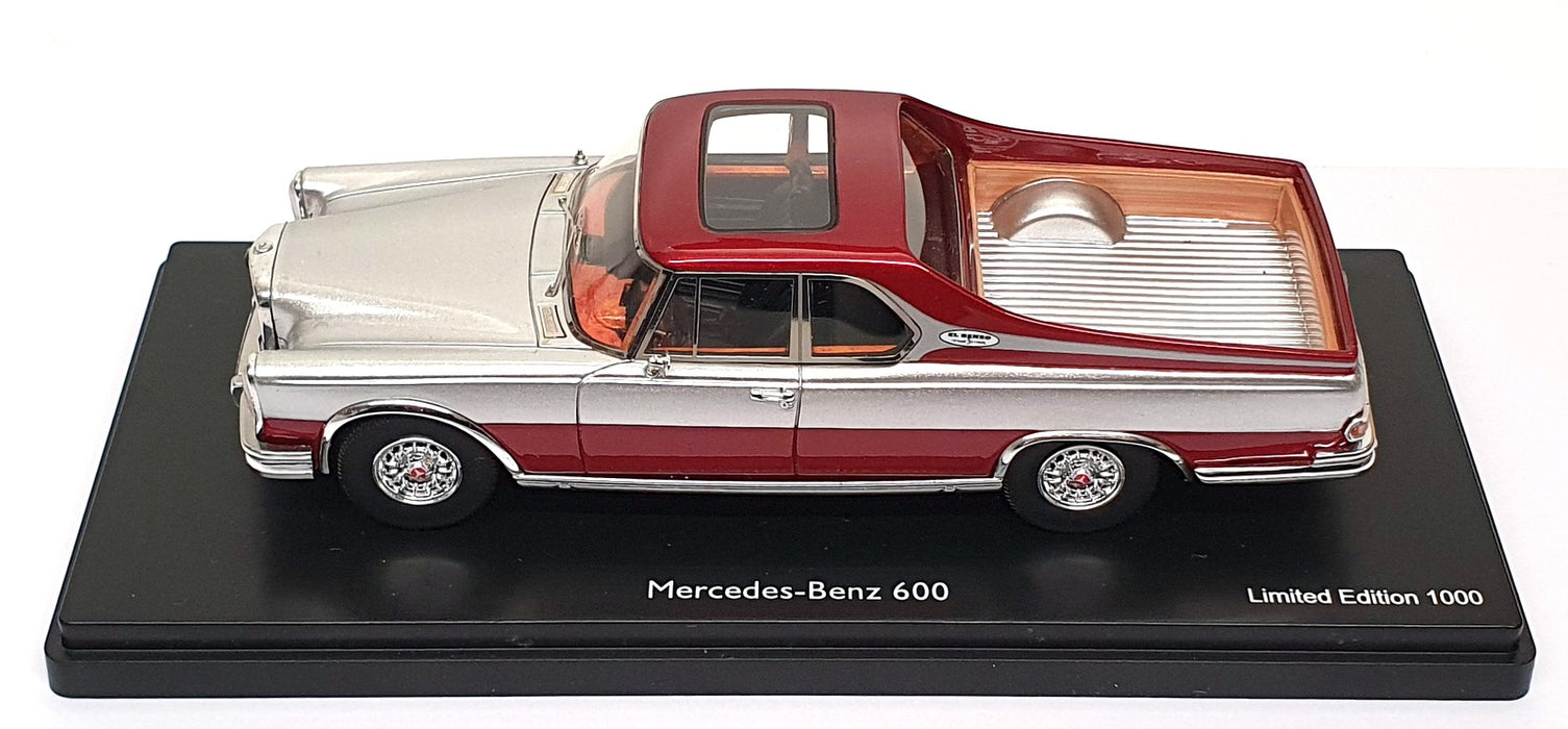 Schuco 1/43 Scale 45 089 0900 - Mercedes Benz 600 Pickup Truck - Silver/Red