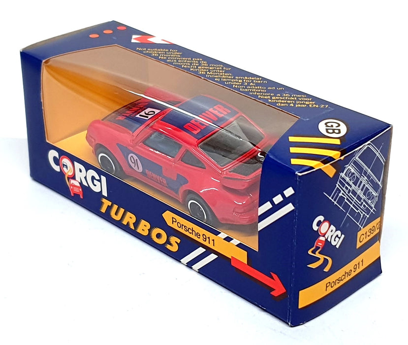 Corgi Appx 10cm Long Diecast C139/2 - Porsche 911 Race Car - Red/Blue