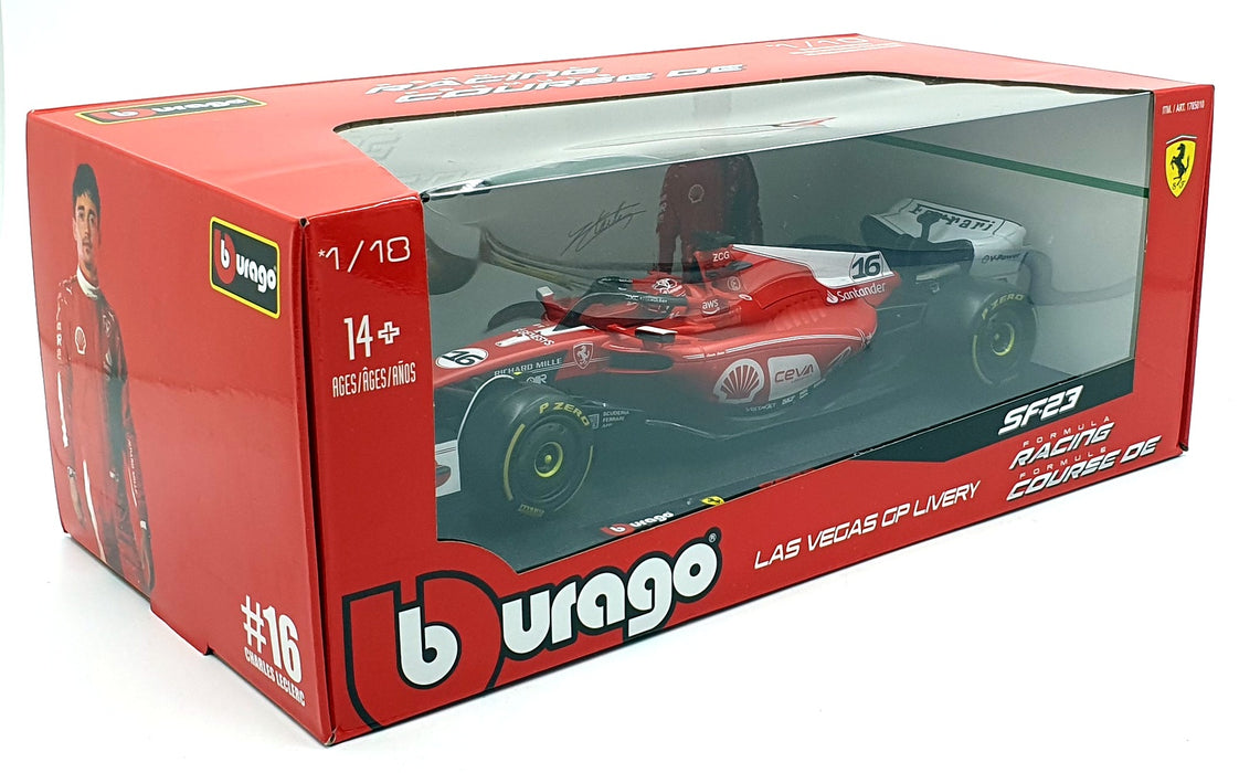 Burago 1/18 Scale 1785010 - Ferrari SF-23 F1 Las Vegas GP 2023 Leclerc #16