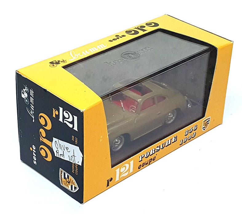 Brumm 1/43 Scale Diecast R121 - 1952 Porsche 352 Coupe - Olive/Red Int.