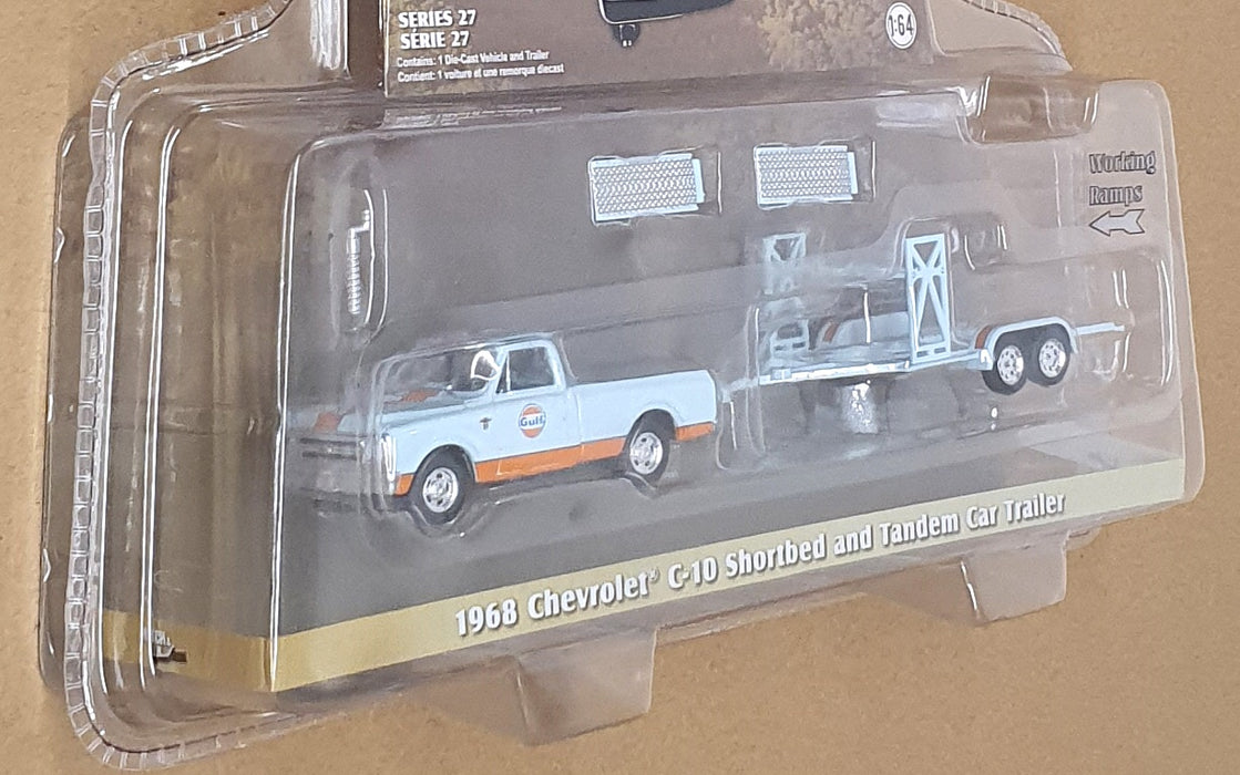 Greenlight 1/64 Scale 32270-A - 1968 Chevrolet C-10 Truck & Tandem Trailer Gulf