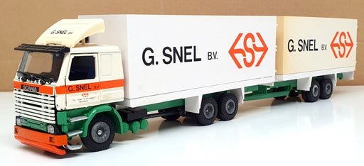 Tekno 1/50 Scale 62961 - Scania Truck & Trailer (G. SNEL) White/Orange/Green