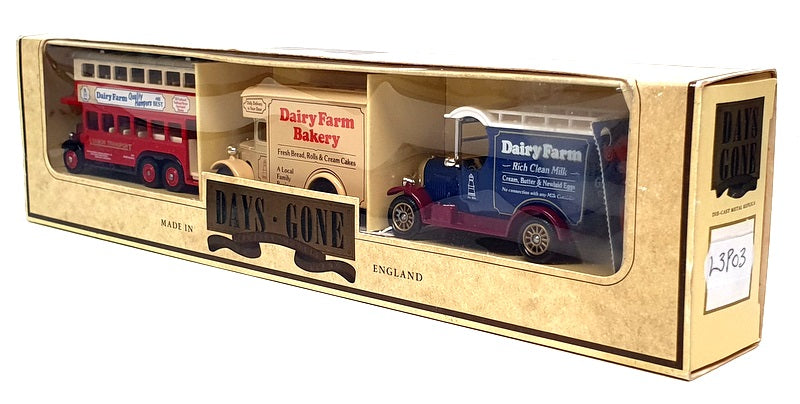 Lledo Diecast L3P03 - Dairy Farm 3 Piece Bus & 2 Vans Set