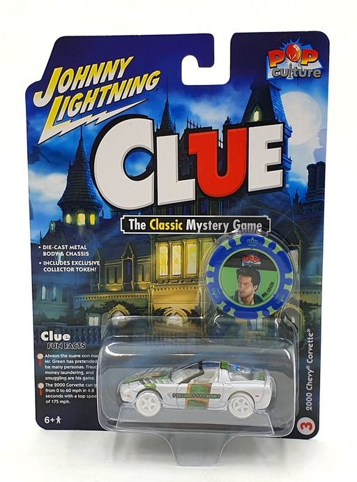 Johnny Lightning 1/64 Scale JLPC009 - 2000 Chevy Corvette - Clue Mr Green