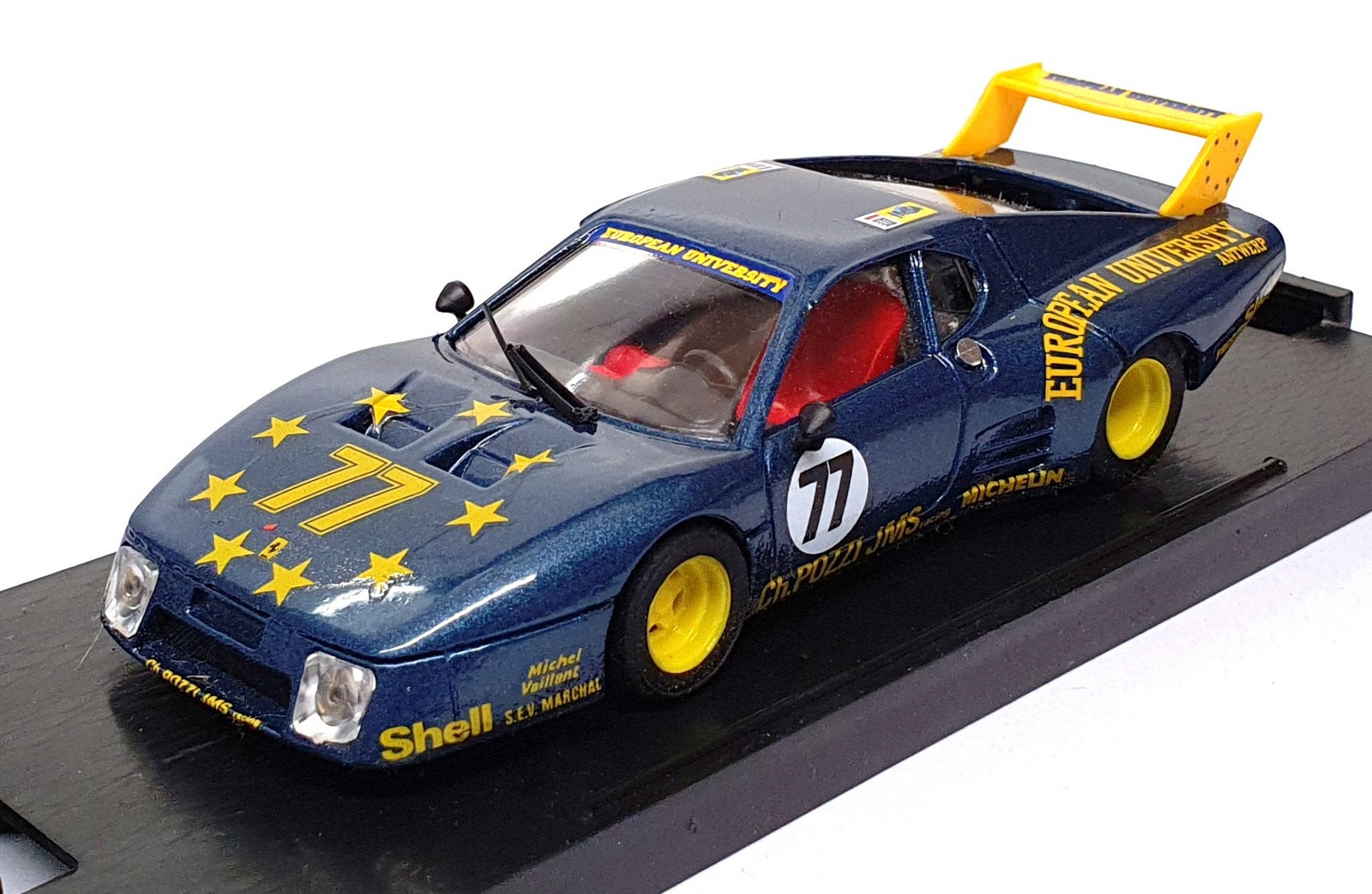 Brumm 1/43 Scale R214 - Ferrari 512 BB #77 Le Mans 1980 - Blue/Yellow