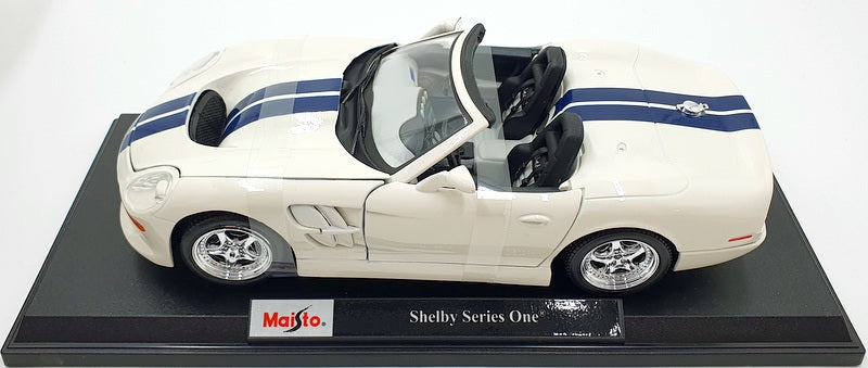 Maisto 1/18 Scale Diecast 46629 - Shelby Series One - White/Blue Stripes