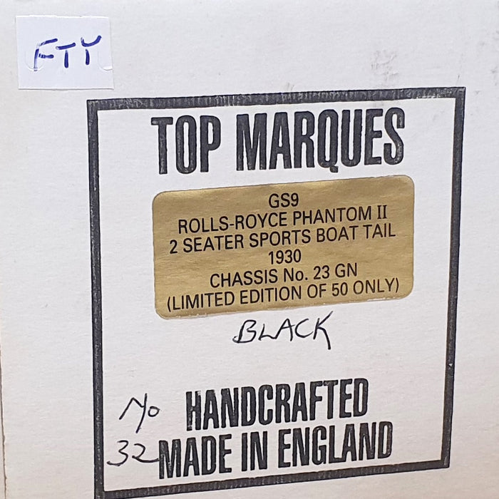 Top Marques 1/43 Scale GS9  - 1930 Rolls Royce Phantom II 2Str. Sports Boat Tail