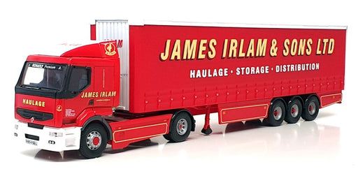 Corgi 1/50 Scale 75606 - Renault Curtainside Truck & Trailer James Irlam - Red