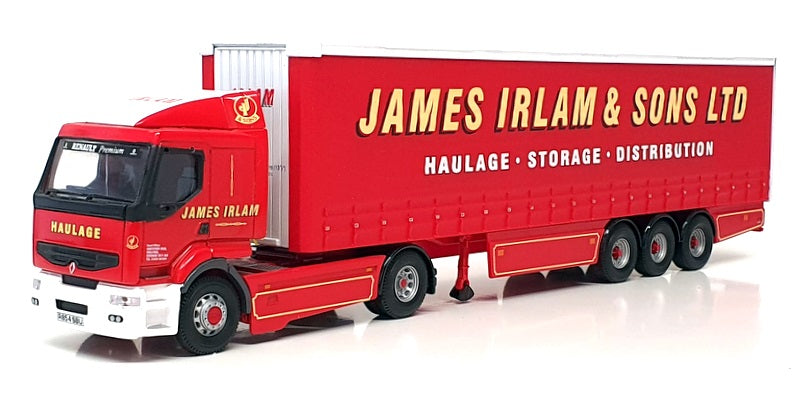 Corgi 1/50 Scale 75606 - Renault Curtainside Truck & Trailer James Irlam - Red