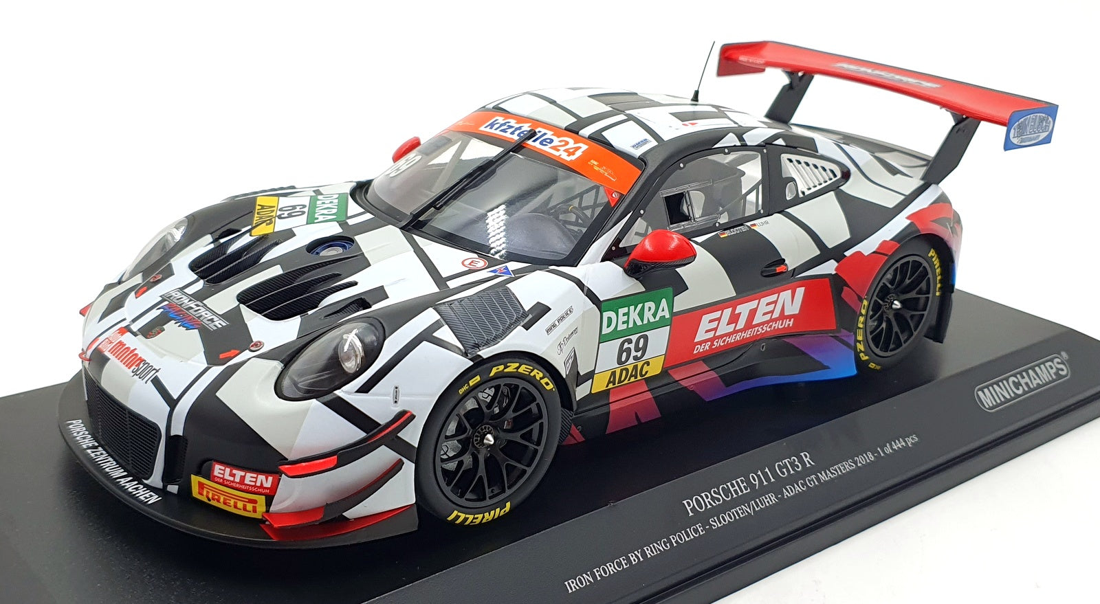 Minichamps 1/18 scale 153 186969 - Porsche 911 GT3 R Iron Force ADAC GT 2018 #69