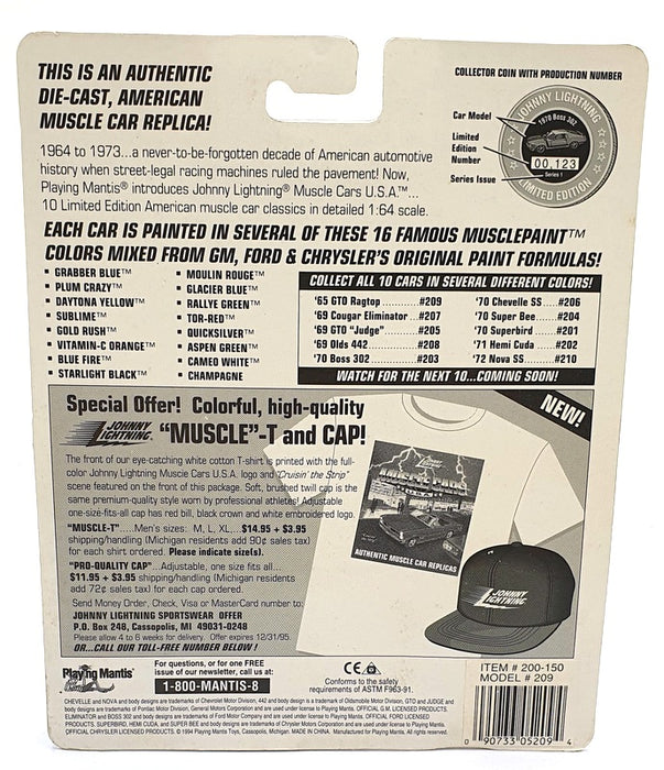 Johnny Lightning 1/64 Scale 200-150 - Muscle Cars 1965 Pontiac GTO - Blue