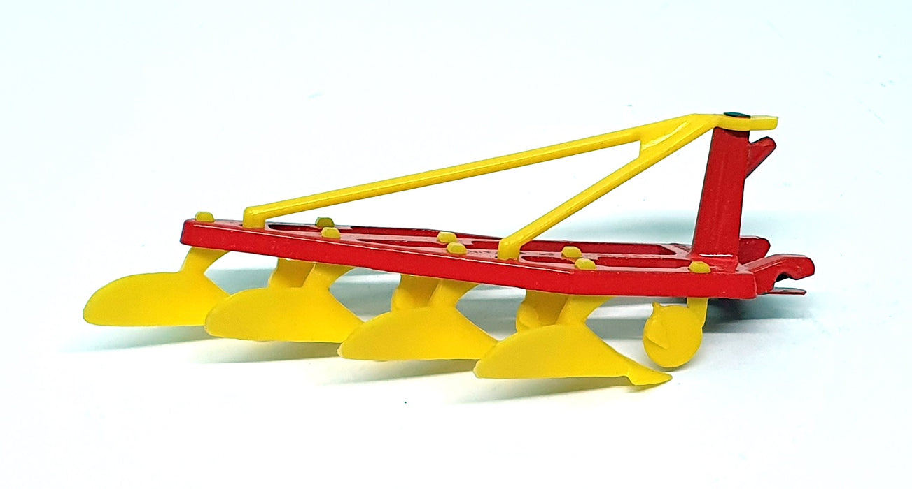 Corgi Toys Appx 9cm Long Model 56 - Four Furrow Plow - Yellow/Red