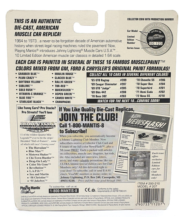 Johnny Lightning 1/64 Scale 200-210 - Muscle Cars 1969 Mercury Eliminator Silver