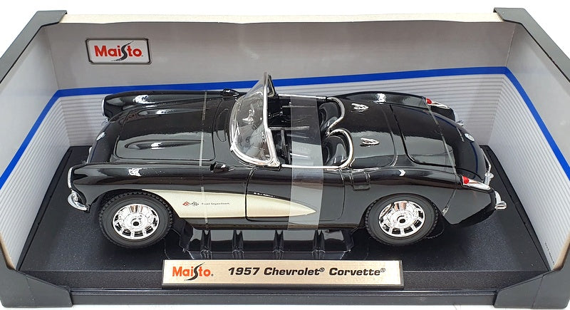 Maisto 1/18 Scale Diecast 31139 - 1957 Chevrolet Corvette - Black/Silver