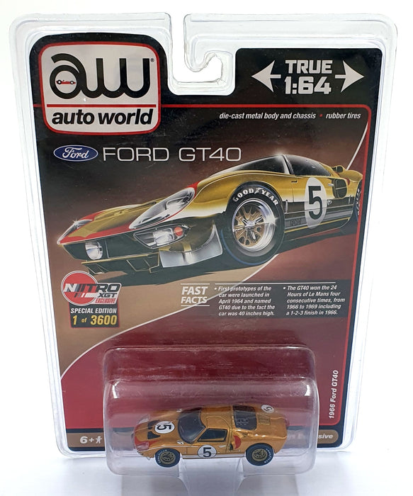 Auto World 1/64 Scale AW7923 - 1966 Ford GT40 #5 - Gold