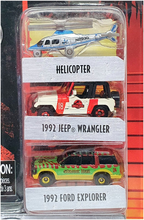 Jada Toys 31955 - Jurassic World 3 Piece Set - Helicopter, Jeep, Ford