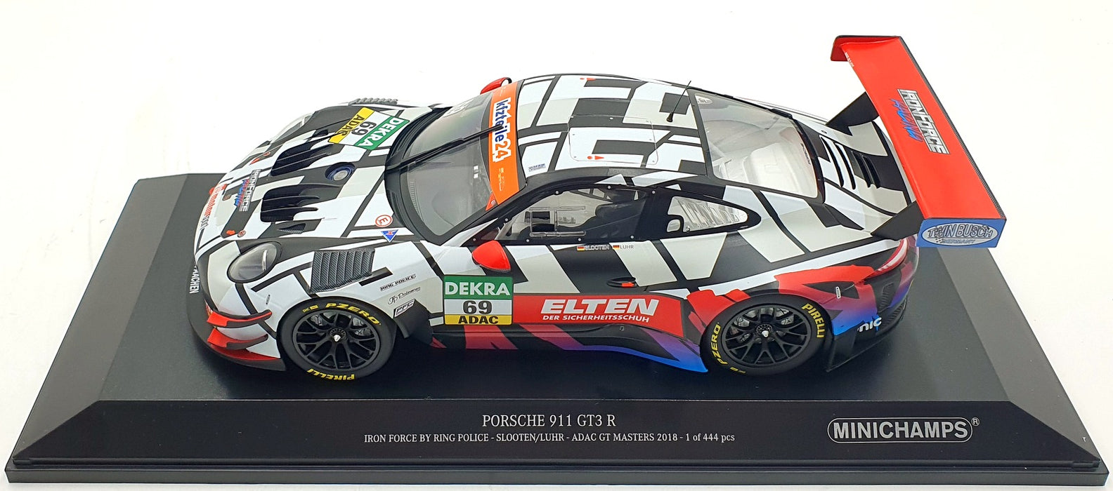Minichamps 1/18 scale 153 186969 - Porsche 911 GT3 R Iron Force ADAC GT 2018 #69