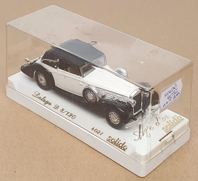 Solido 1/43 Scale Diecast 4032 - Delage D 8/120 - White/Black
