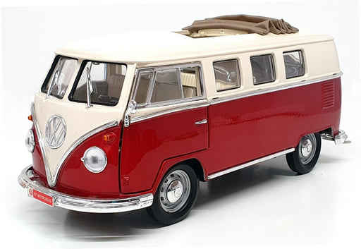 Road Signature 1/18 Scale 71123B - 1962 Volkswagen Microbus - Dk Red/White