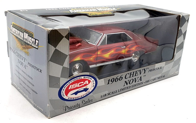 Ertl 1/18 Scale Diecast 29276P - 1966 Chevy Prostock Nova - Red Flames