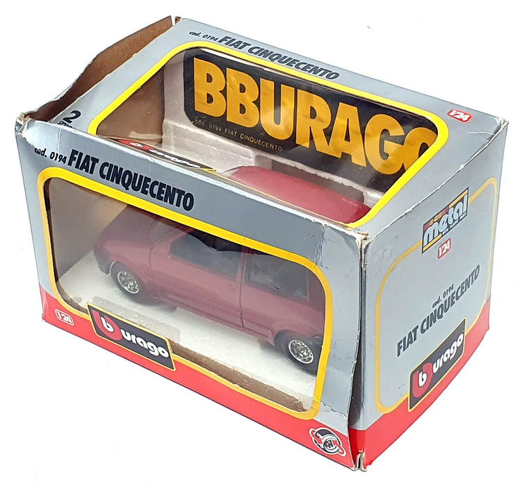 Burago 1/24 Scale Diecast 0194 - Fiat Cinquecento - Red