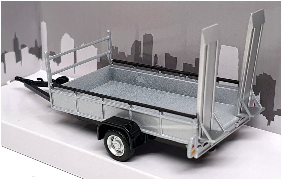 Cararama 1/43 Scale 4-92310 - Single Axle Car Trailer - Silver