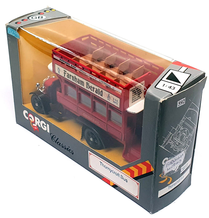 Corgi Appx 15cm Long C858 - Thornycroft Bus Farnham Herald REWORKED