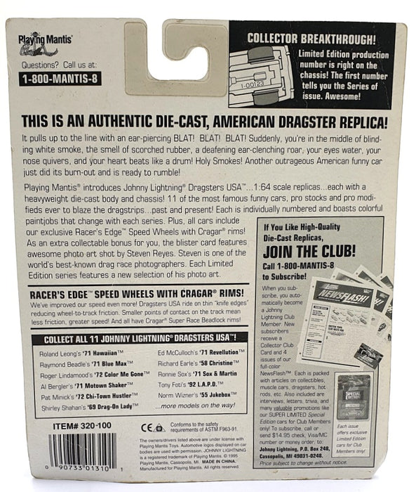 Johnny Lightning 1/64 Scale 320-100 Dragsters USA 1969 Drag-On Lady - S. Shahan