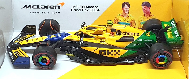 Burago 1/43 Scale 18-38214NS - F1 McLaren Monaco GP 2024 #4 Norris Senna Livery
